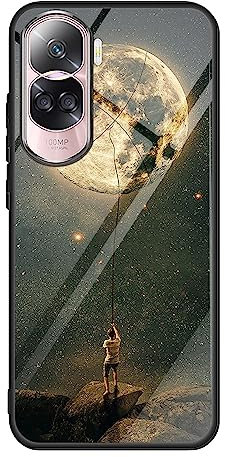 ILING Cover per Honor 90 Lite 5G, Custodia Vetro Antiproiettile Ultrasottile, Case Colorato Antiurto per Assorbimento Degli Urti con Paraurti in TPU (Luna)