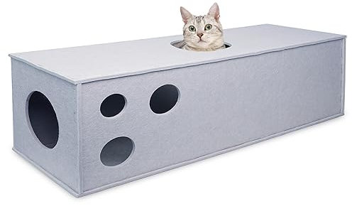 PETKARAY Katzentunnel, Original Katzenversteck Höhle für Indoor-Katzen, große Kätzchen-Spielröhren und Tunnel, weiches Filz-Katzenspielzeug mit interaktivem Guckloch