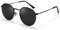 LOJUDI Retro Sonnenbrille Herren Rund Damen Polarisiert Runde GläSer UV400 Schutz Vintage Unisex Brille - Schwarz Rahmen/Grau Linse