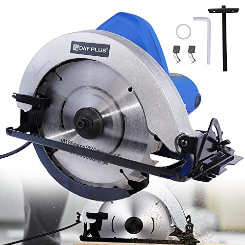 Scie Circulaire Électriques, Scie Plongeante, 1500W 5500RPM, Coupe Max 55mm, Lame 185mm, avec Lame de Scie, Règle d'échelle, Scie Électrique pour Bois, Plastique, Carrelage et Métal Mince