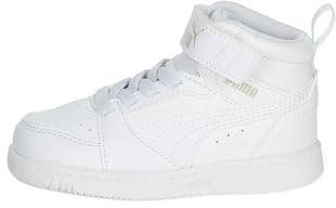 PUMA Kinder Rebound V6 Mid Sneakers 23, White Cool Light Gray