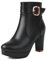 WeFloHsL Donna Stivaletti con Plateau E Tacco Largo in Pelle Punta Tonda Stivali Chelsea con Cerniera,Nero,39 EU