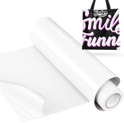 JAVIGA Plotterfolie Textil - 30.5cm x 3m für Cricut, Weiß Flexfolie Plotterfolie Vinyl, Bügelfolie für Textilien, Iron on folie für DIY T-Shirts, Plotter Zubehör Textilfolie Plotter Eine Rolle