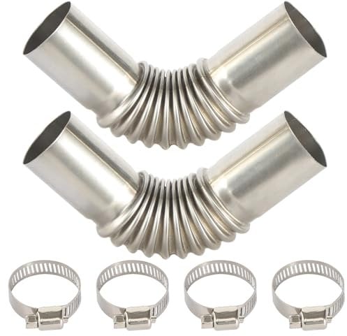 Lot de 2 raccords coudés en acier inoxydable de 25 mm pour tuyau d'échappement - Tuyau de ventilation de gaz - Chauffage de voiture - Avec deux pinces en acier inoxydable pour chauffage diesel