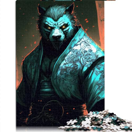 Puzzle Wolfskrieger 1000 Teile Puzzle für Erwachsene und Familien PapppuzzleStressabbauspielzeug Größe: 26x38cm