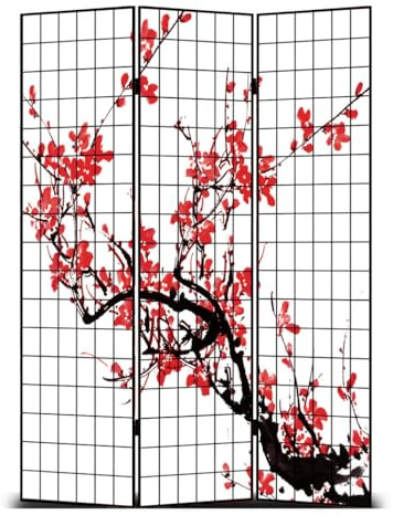 Fine Asianliving Paravent Raumteiler Japanisch Orientalisch Chinesisch Beidseitig L120xH180cm Spanische Wand Trennwand Room Divider Raumtrenner Sichtschutz Bedruckte Canvas Asiatisch