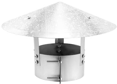 QWORK® Verstärkt Edelstahl Schornsteinabdeckung Universal Regenhaube für Rauchrohr Ofenrohr Ø160-170 mm, Kappe Ø350 mm