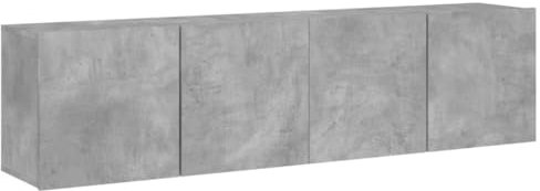 vidaXL Meubles TV Muraux 2 pcs, Armoires de Télévision Suspendues avec Rangement, Meubles Télé Flottants Salon, Moderne, Gris Béton Bois d'Ingénierie