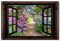 MuchoWow© Gartenposter Groß 120x80 cm XXL Outdoor Bilder Gartendeko für draußen Wetterfest Garten Terrassen Sichtschutz Deko Banner Draußen Bild Hortensie - Fensterblick - Blumen - Natur