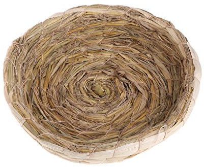 Osdhezcn Stroh-Bettkäfig, handgefertigt, für Kleintiere, natürliche Bettwäsche, Nest, Kauspielzeug für Meerschweinchen, Papageien, Hamster, Spielzeug, Kätzchen, Haus, Hängematten, Laufstall, Schlamm