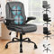 ALFORDSON Massagebürostuhl, Computerbürostuhl, Schreibtischstuhl mit mittlerer Rückenlehne, 150 kg Tragkraft, 90-135° verstellbare Rückenlehne, ergonomischer PC-Stuhl, PU-Leder, Grau