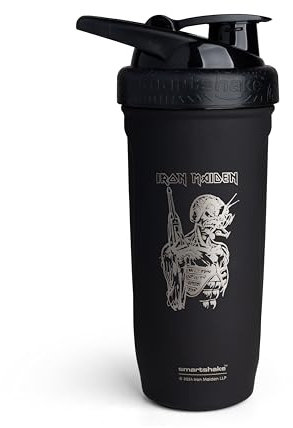 Smartshake Rockband Reforce Protein Shaker Edelstahl 900 ml | 30 oz – Auslaufsicherer Schraubdeckel – BPA-frei – Nicht isoliert – Unisex Gym Shaker Edelstahl – Iron Maiden, Somewhere In Time
