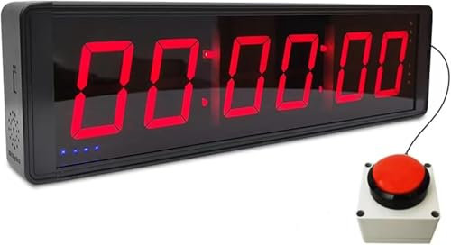 Temporizador de competición de 6 dígitos con botón de cronómetro, Temporizador de intervalos de Entrenamiento físico, Reloj de Pared Digital LED, Ideal para Gimnasio, Juegos, Carreras de Vel