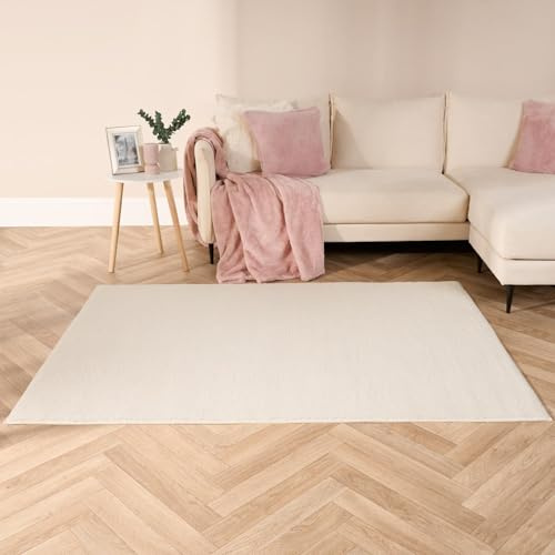OHS Cream Boucle Bedroom Rug, 170 x 120cm, Area Rug, Non Slip, Machine Washable