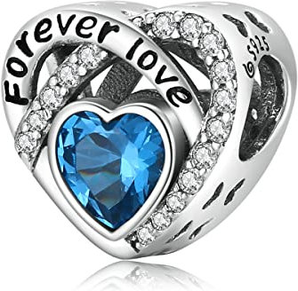 Vintage blaues Herz Charm 925 Sterling Silber Charm passt für Pandora Armband Halskette
