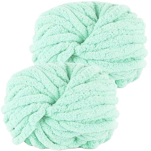 Hengrongshen Dicke Wolle Dickes Garn 2 Stück 500g, Chunky Yarn, Chunky Wool, Armstricken Wolle zum Häkeln für Decke, XXL Riesen Wolle Perfekt zum Weben von Schals Mützen Haustier Nest - Hell Grün