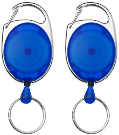linie zwo ®, 2 Stück ausziehbare Schlüsselanhänger mit Karabiner, Blau