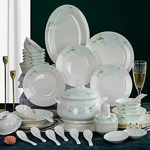 KXQYIKYI Set di stoviglie Set di Piatti, Set di stoviglie in Porcellana Bone China Set di stoviglie in Stile Europeo Servizio Regalo Fresco e Semplice per la casa per 4-10 Persone