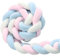 AmphaDeco Bettschlange Knotenkissen Kantenschutz Für Antikollisionskopf,Bequem Bettschlange Geflochten Kopfschutz,Zöpfe Bettumrandung Kantenschutz,Weiß rosa blau,200cm