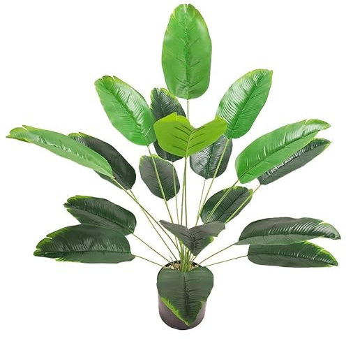 Vmhkjo Kunstpflanzen Groß 82cm Hoch 18 Zweige Grünpflanzen im Topf Künstliche Pflanzen Wie Echt Outdoor Tropical Hawaii Grün Fake Plant für Schlafzimmer Büro Garten Hochzeit Party Deco