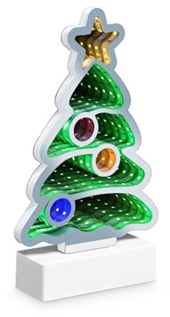 Idena 30549 - Albero di Natale a LED Infinity Mirror, Circa 27 x 8 x 40 cm, Lampada Decorativa con 156 LED SMD ed Effetto 3D, Decorazione Natalizia per Interni, con Alimentatore e Cavo da 3 m
