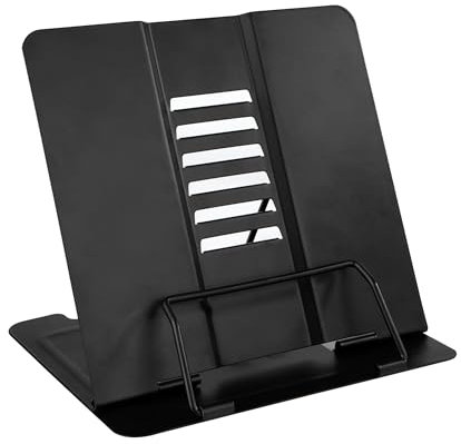 Supporti per Libri da Cucina Metal Book Stand Lettura Porta Libri con 6 Altezze Regolabile per Ricettario iPad Document Musicale Leggio, Nero