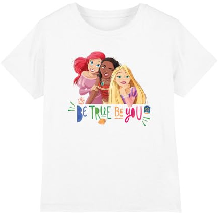 Disney Princess Girl's True, Be You Ariel, Moana, and Rapunzel T Shirt