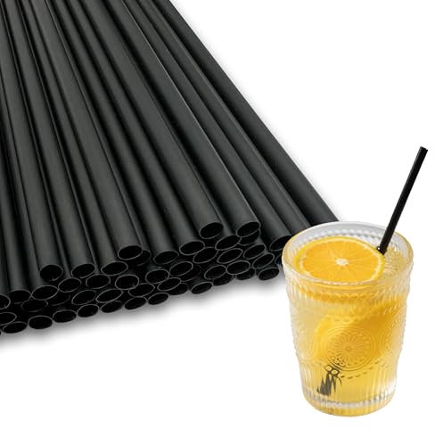 FloraVigo 100 Stück strohhalme plastik – 19 x 0,6 cm strohhalme, 100% biologisch abbaubar, wiederverwendbar, Cocktail-Kaffee-, Getränke- und Party-Strohhalme