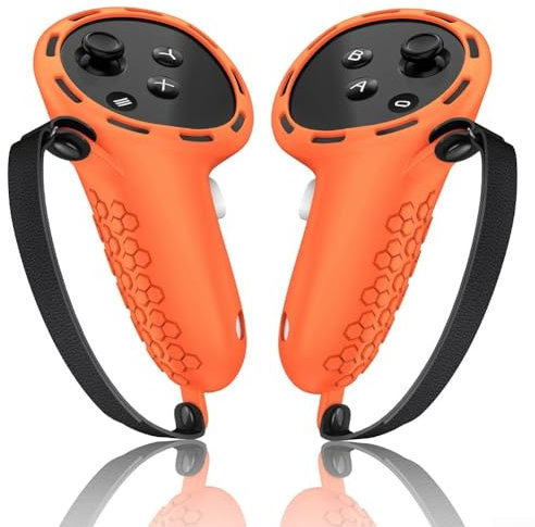Agarre de silicona multicolor para Quest 3, 2 fundas protectoras para mango de controlador para Meta For Quest 3 y para Quest 3S (naranja)