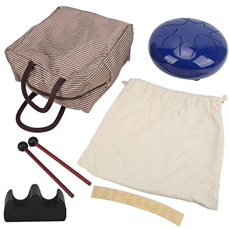 Zungentrommel aus Stahl, 25,4 cm (10 Zoll), 8 Töne, Trommel, Trommel, nicht rutschend, Percussionsinstrument für Anfänger (blau)
