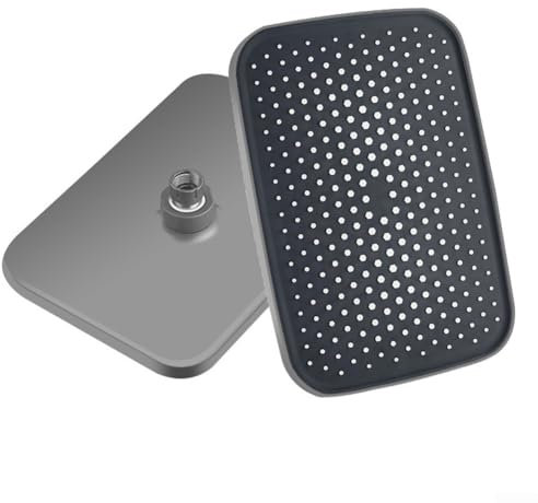 Soffione doccia ad alta pressione, design rettangolare elegante, materiale ABS, facile installazione (grigio)