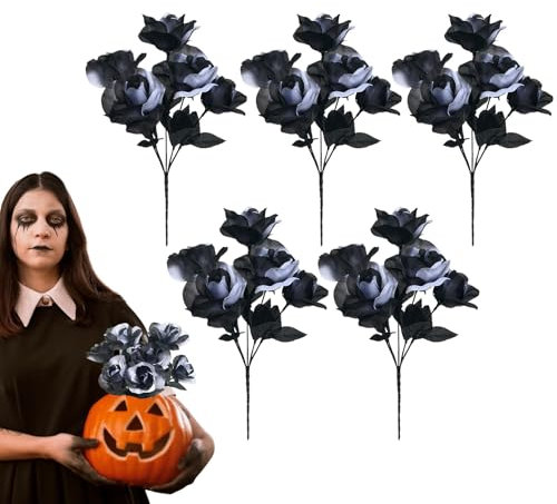 Fiori neri, fiori di Halloween, bouquet spettrale con , composizioni realistiche per camera da , decorazione per matrimoni, feste, centrotavola, bagno