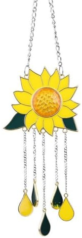 Bosiyrggrl Sunflower Wind Chime Pendant Metal Window Wind Chime Ornaments Home Outdoor Courtyard Garden Decoration Accessories A