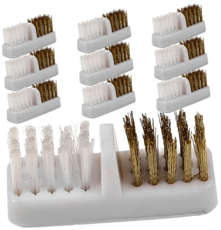 LIFKOME 10Pcs Nail Drill Bit Brush Dual Head Steel Wire Nail Dust Cleaner Portable Drill Cleaning Brush for Electric Manicure Bits Cleaner Tool for Home and Salon Use