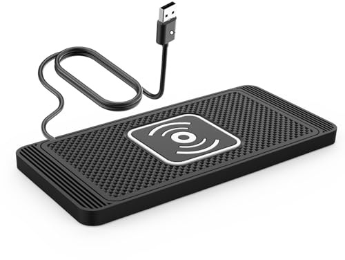 TKSE 15W Fast Wireless Car Charger Pad - Non-Slip Silicone Mat with Type-C Port, 4 Charging Modes for iPhoneSamsung - Includes 0.3m Cable (USB 30CM)
