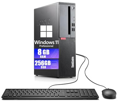 Lenovo ThinkCentre M710s SFF Ordenador de sobremesa, Intel Core i5-7400, 8 GB de RAM, 256 GB de SSD, WiFi, Bluetooth, Teclado QWERTY Estadounidense, Windows 11 Pro (reacondicionado)