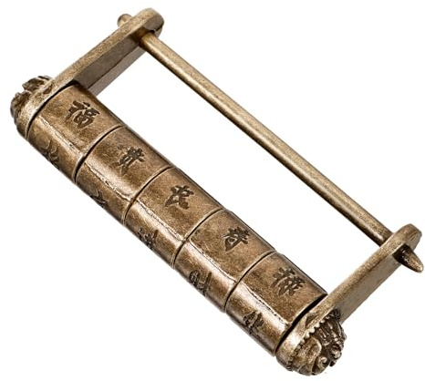 Kisangel Serrure Rétro en Métal Combinaison à Caractères Chinois Anciens, Cadenas Vintage Robuste pour Armoire et Coffret à Bijoux, Usage Intérieur