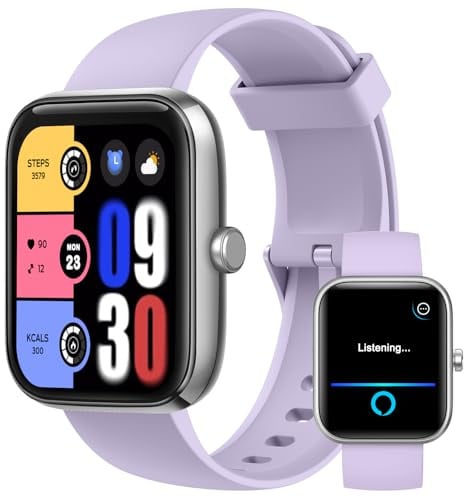 Smartwatch Damen Herren, IP68 Wasserdicht, Uhr Fitness Tracker mit Alexa | Telefonfunktion Bluetooth SpO2 Pulsuhr Schlafmonitor Schrittzähler 120+ Sportmodi, 1,83 Smart Watch für iOS Android, Lila