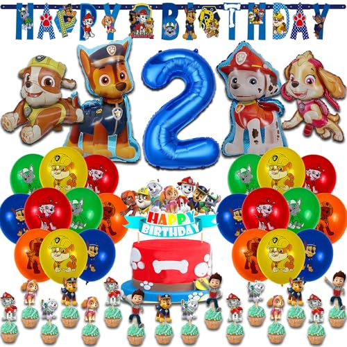 Patrol Geburtstag Deko 2 Jahre geburtstag Luftballons Geburtstagsdeko Patrol Birthday Party Decoration Ballons Banner Folienballons Torten Deko 2 Jahre (Nummer 2)