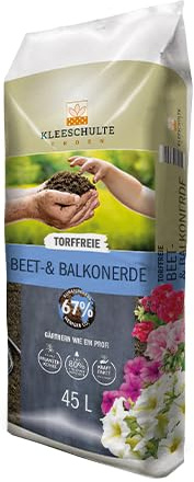 Kleeschulte Beet- & Balkonerde 45L – Torffrei mit Pflanzenkohle | Spezialerde für Geranien, Petunien & Fuchsien | Profi-Substrat aus dem Erwerbsgartenbau | 67% weniger CO₂ | Balkonkästen | Kübeln