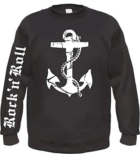 Rock N Roll Anker Sweatshirt - Bedruckt - Pullover 2XL Schwarz