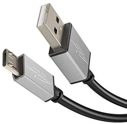 KabelDirekt Cavi Micro USB 2.0 – 2m, cavo di carica e cavo dati High Speed, adatti per smartphone e tablet con porta micro USB, colore nero/space grey