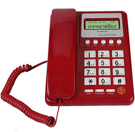 VBESTLIFE Schnurgebundenes Telefon mit Anrufer ID, DTMF/FSK Wahlwiederholung Kabelgebundenes Desktop Telefon Festnetztelefon für Home Hotel Office, mit Lautsprecher, Display