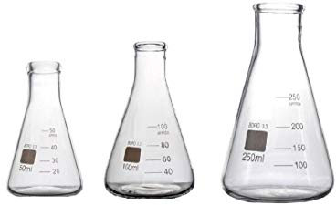 Rocwing - Borosilicate 3.3 Glass Graduated Conical Erlenmeyer Flask for Laboratory (50ml+100ml+250ml)
