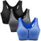 Zoerea Sports BH Damen Push Up Zip Front, 3er Pack Impact Yoga Bra, Gr.-L: Fit 80B 80C 85A 85B 85C, Schwarz,grau und Blau