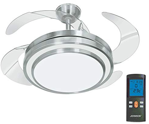 Ventilatore da soffitto 4 pale a scomparsa Johnson Lustra luce LED telecomando funzione reverce