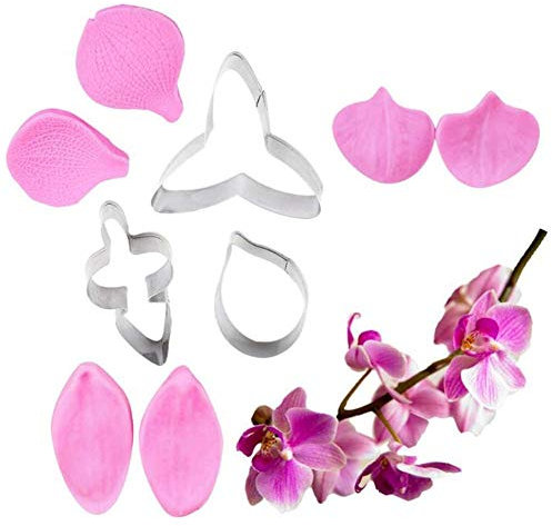 Phalaenopsis Schmetterlings-Orchideen-Ausstecher, Silikonform, handgefertigt, Seifenwerkzeug, Kuchenwerkzeug, Backform, Edelstahl, Kekswerkzeug (01)