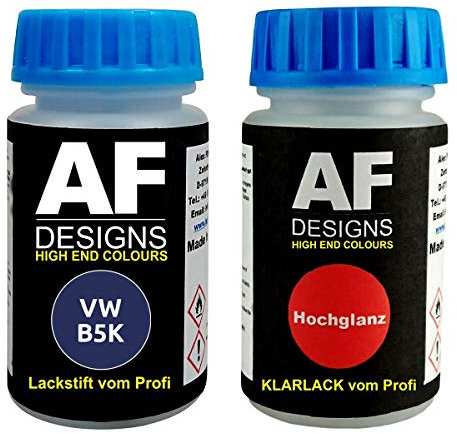 Lackstift für VW/Volkswagen B5K Reef Blue Metallic + Klarlack je 50ml Autolack Set