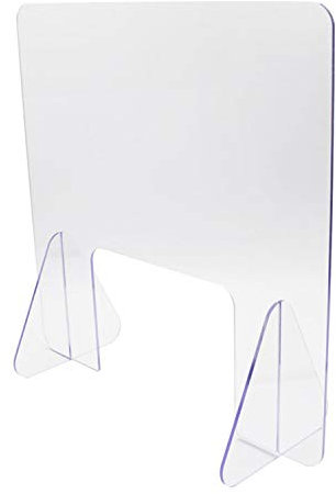 Youning Spuckschutz Gesicht aus Acrylglas Platte Schutzwand Schutzscheibe mit Durchreiche Aufsteller als Niesschutz, Hustenschutz,Schutz