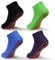 ELUTONG Rutschfeste Trampolinsocken für Kinder, 4 Paar Stoppersocken Baumwolle Sockens Atmungsaktiv und Weich für Jungen Mädchen EU 23-28（schwarz+dunkel lila+blau+grün）